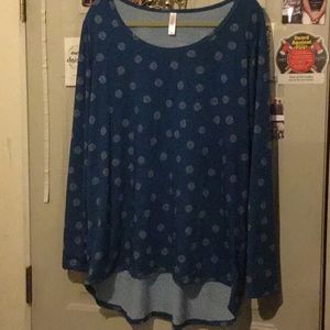 Lularoe long sleeved blue shirt with circles